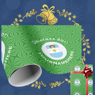 Papel De Presente Bandeira Personalizada do Anjo de Natal Argentino