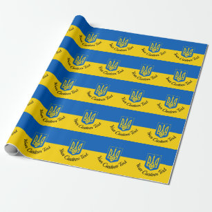 Papel De Presente Bandeira ucraniana com casaco de armas e texto per