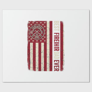 Papel De Presente Bandeira Vertical Pai Bombeiro Vintage