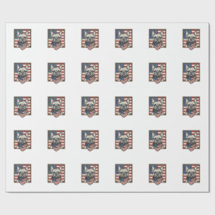 Papel De Presente Bandeira Vintage Patriótica do Bulldog Francês