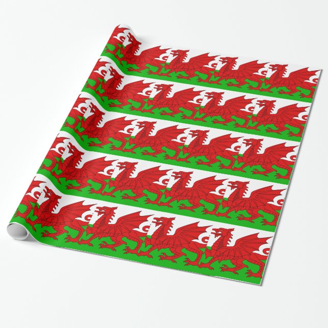 Papel De Presente Bandeira Welsh / Wales - Imagem de Alta Qualidade  (Desenrolado)