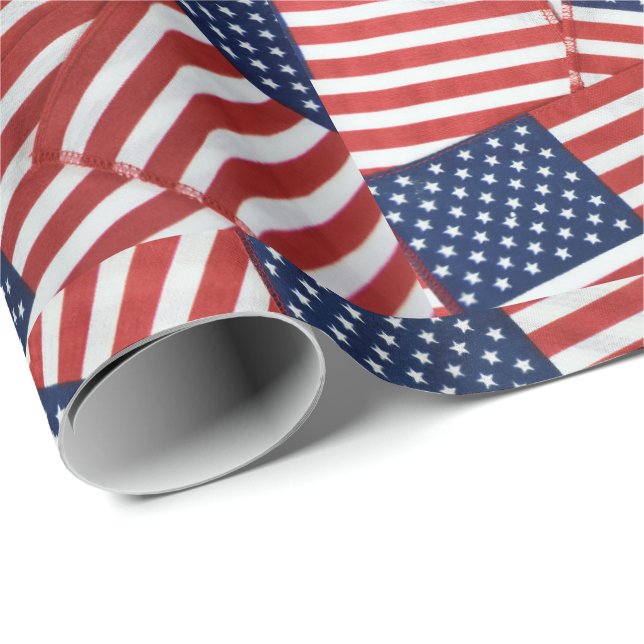 Papel De Presente Bandeiras americanas (Ponta do rolo)