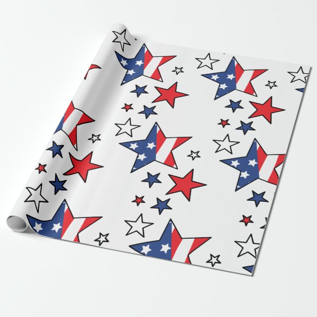 Papel De Presente Bandeiras Americanas (Desenrolado)
