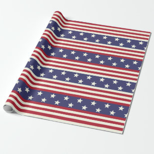 Papel De Presente Bandeiras Americanas Stars and Stripes Patriotic E