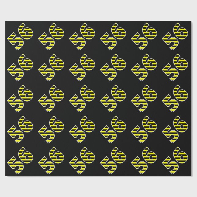 Papel De Presente Bandeiras, Black & Yellow Stripes 56 Event # (Aniv (Aberto)