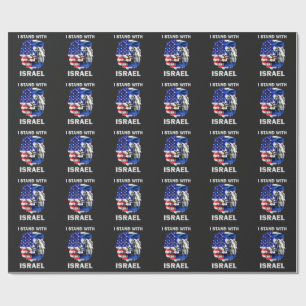 Papel De Presente Bandeiras de Israel e EUA Leão _ Eu Estou com Isra