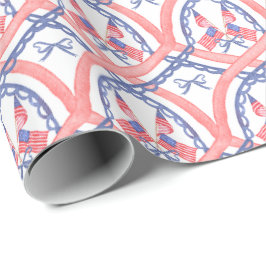 Papel De Presente Bandeiras do 4 de Julho Vermelho Branco & Azul em