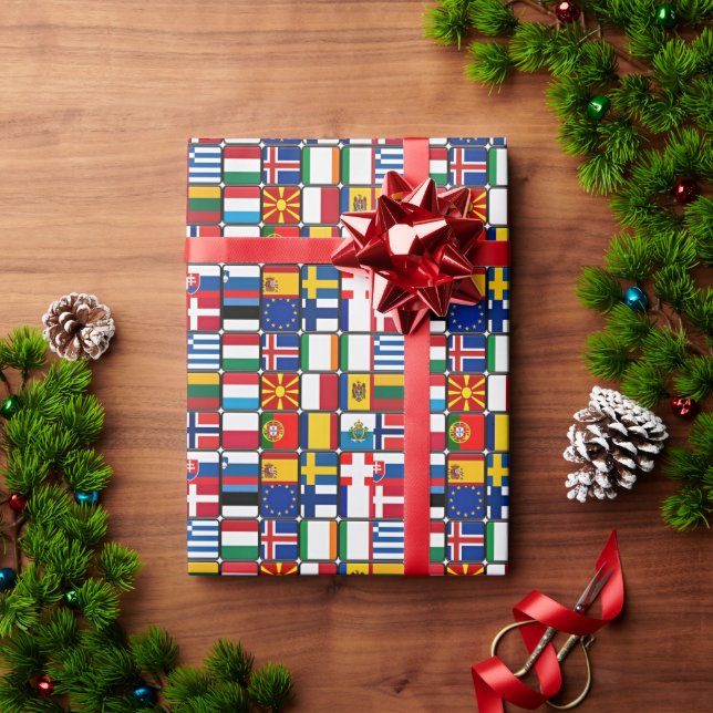 Papel De Presente Bandeiras do Mundo (Presente de Natal)