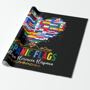 Papel De Presente Bandeiras Hispânicas Coração Mês da Herança Hispân