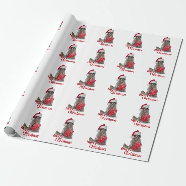 Papel De Presente Bandido Guaxinim Santa - Feliz Natal (Desenrolado)