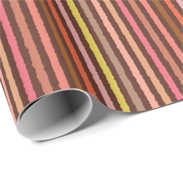 Papel De Presente Banhas de giz - Castanho e Coral de Chocolate (Ponta do rolo)