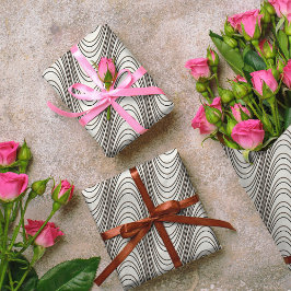 Papel De Presente Banhas de Moiré Pretas e Brancas Retroativas, Abst