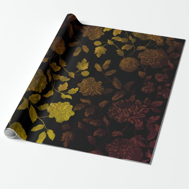 Papel De Presente Banheiro Dourado de Ombre de outono Preto (Desenrolado)
