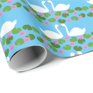 Papel De Presente Banhos Brancos e Lírios de Água Padronizados