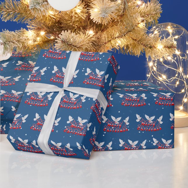 Papel De Presente Banner de Natal e Pombas  (Feriados)