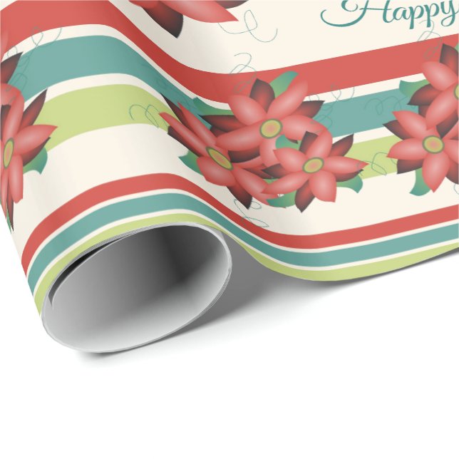 Papel De Presente Barão Vermelho Feliz Aniversário Feliz Flor (Ponta do rolo)