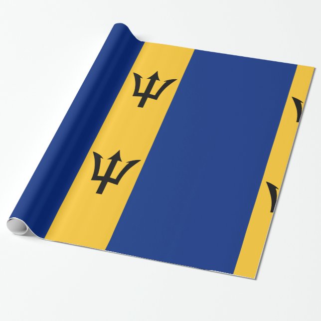 Papel De Presente Barbados - Azul-Amarelo (Desenrolado)