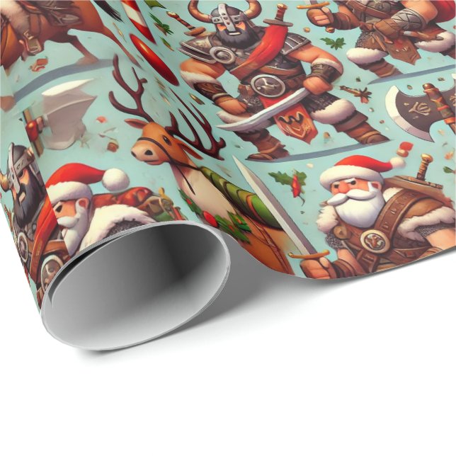 Papel De Presente Barbarian-Themed Christmas Wrapping Paper (Ponta do rolo)
