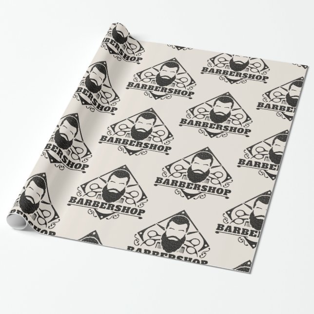 Papel De Presente Barbearia estilo couro (Desenrolado)