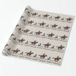 Papel De Presente Barbed Wire Cowboy Wifboy Wrap<br><div class="desc">Arame farpado russo e papel de presente de vaqueiro equino. Você pode adicionar texto no estilo e na cor da fonte se quiser personalizar este papel de embrulhamento do cowboy ocidental castanho.</div>