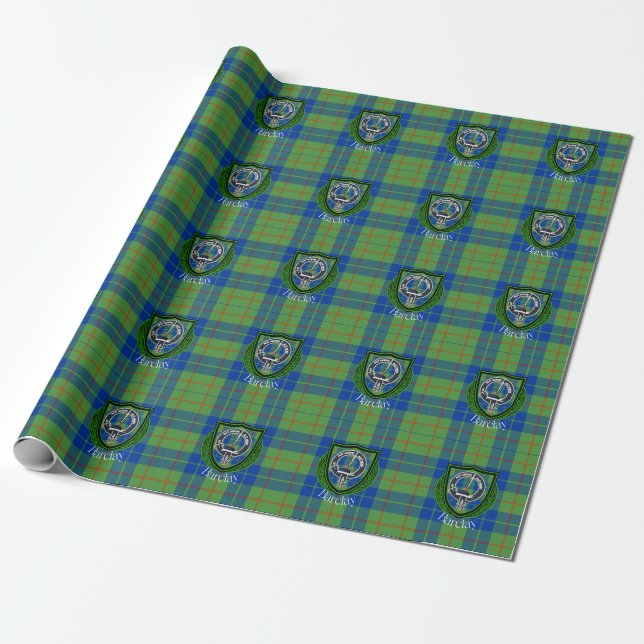 Papel De Presente Barclay Scottish Clan Tartan & Crest (Desenrolado)