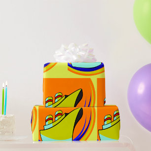 Papel De Presente Barco Colorido