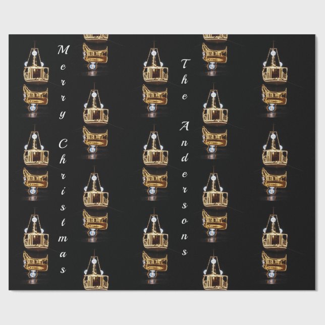 Papel De Presente Barco de Natal Com Luzes De Ouro (Aberto)