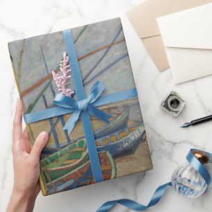 Papel De Presente Barcos de pesca Van Gogh na praia em Les Saintes