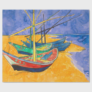 Papel De Presente Barcos de Van Gogh Impressionismo Praia
