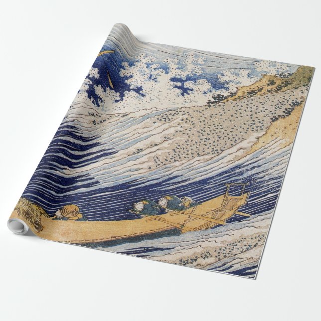 Papel De Presente Barcos do Mar de Ondas do Oceano Hokusai (Desenrolado)
