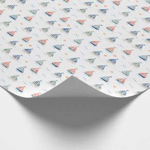 Papel De Presente Barquinhos Náuticos Barco à Vela