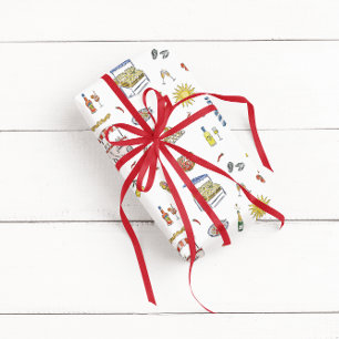 Papel De Presente Barrafa de Verão italiana mediterrânica