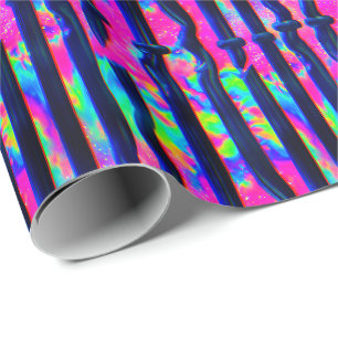 Papel De Presente Barras de Glitch Arco-Íris Escuro