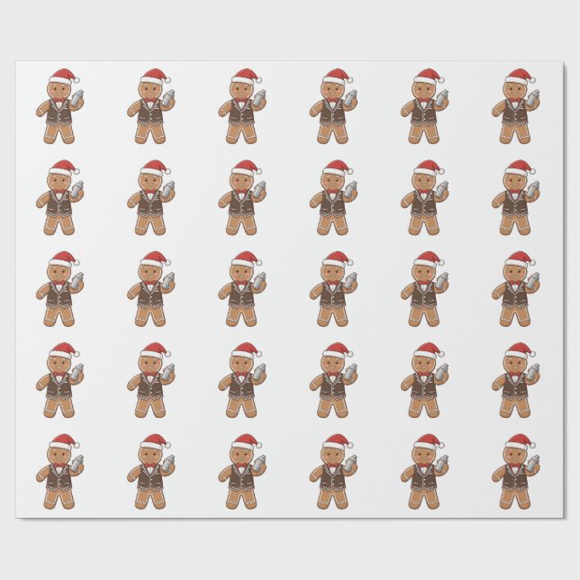 Papel De Presente Barrista de Pão de Mel Natal 2026 Café de Férias (Aberto)