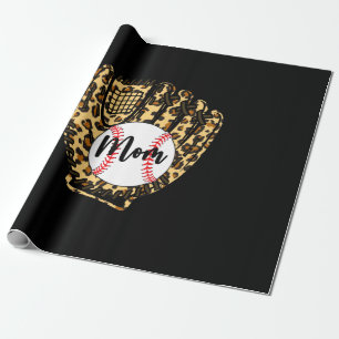 Papel De Presente Baseball Mãe Leopard Softball Dia de as mães 20