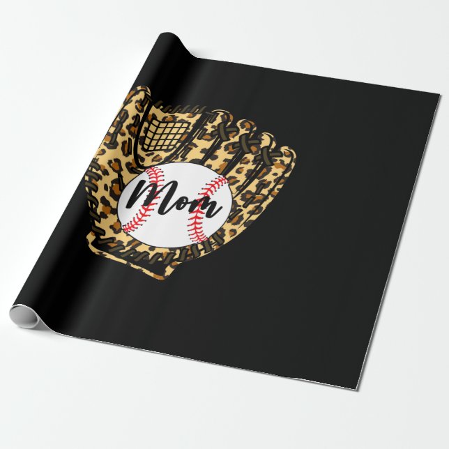 Papel De Presente Baseball Mãe Leopard Softball Dia de as mães 20 (Desenrolado)