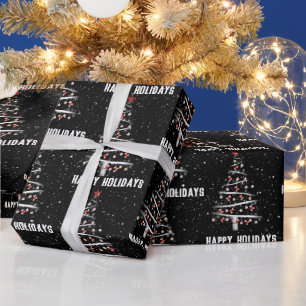 Papel De Presente Baseball Natal e Árvore Vermelha do MeiasWrapp