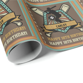 Papel De Presente Baseball Nome Idade Número Aniversário