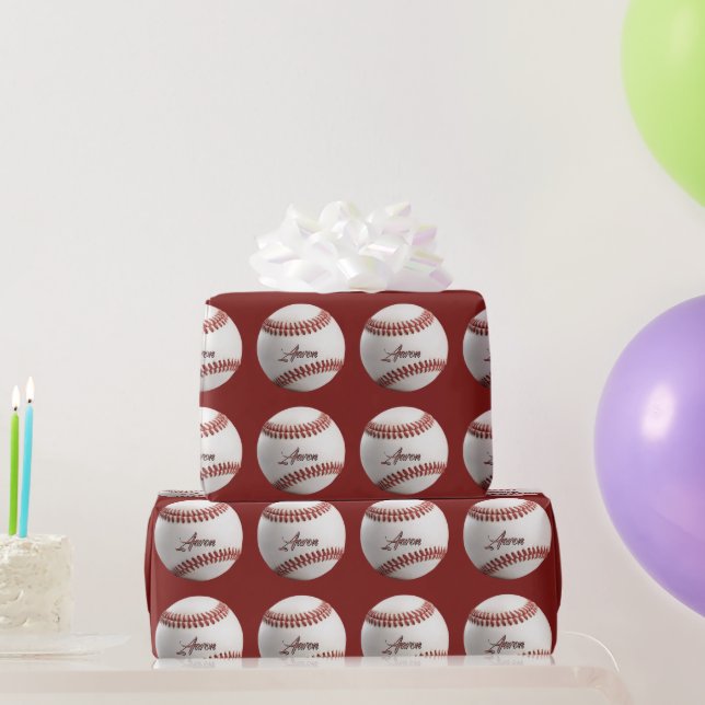 Papel De Presente Baseball Personalizado (Presentes para festas)