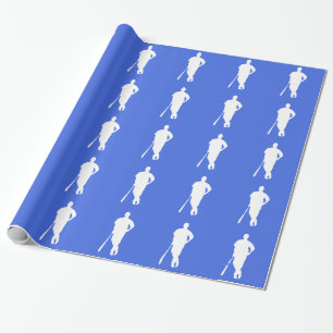 Papel De Presente Baseball Real Azul e Branco