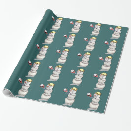 Papel De Presente Baseball Snowman