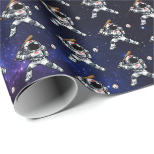 Papel De Presente Basebol Astronauta