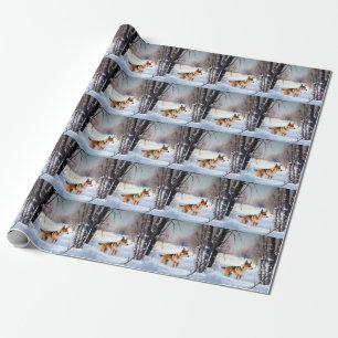 Papel De Presente Basenji Deixe Nevar Natal