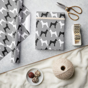 Papel De Presente Basenji Dog Silhouettes Patterno