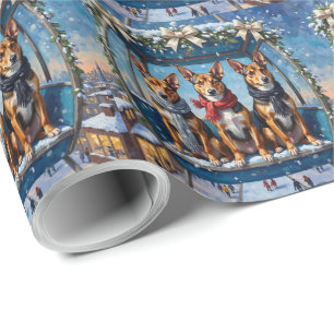Papel De Presente Basenji Natal Roda Gigante Carnaval Festa