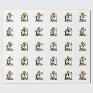 Papel De Presente Basquete de Halloween Feliz Halloween Esporte Vint