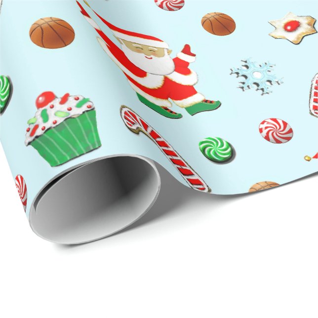 Papel De Presente Basquete de Natal (Ponta do rolo)