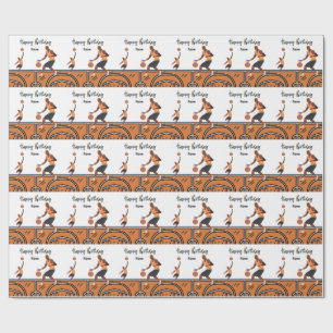 Papel De Presente Basquetebol Feliz Aniversário ao Jogador com Jogad