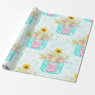 Papel De Presente BASQUETES DE PÁSCOA COLORIDA bonito PASTEL