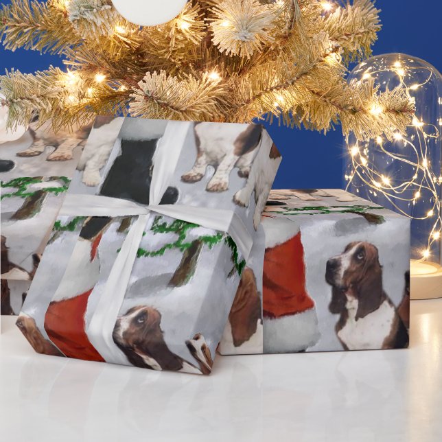 Papel De Presente Basset Hound Natal (Feriados)